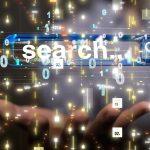 Rendering 3D cyfrowego paska wyszukiwania na rozmytym tle