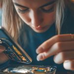 Człowiek naprawiający smartfon i serwisujący smartfon 1