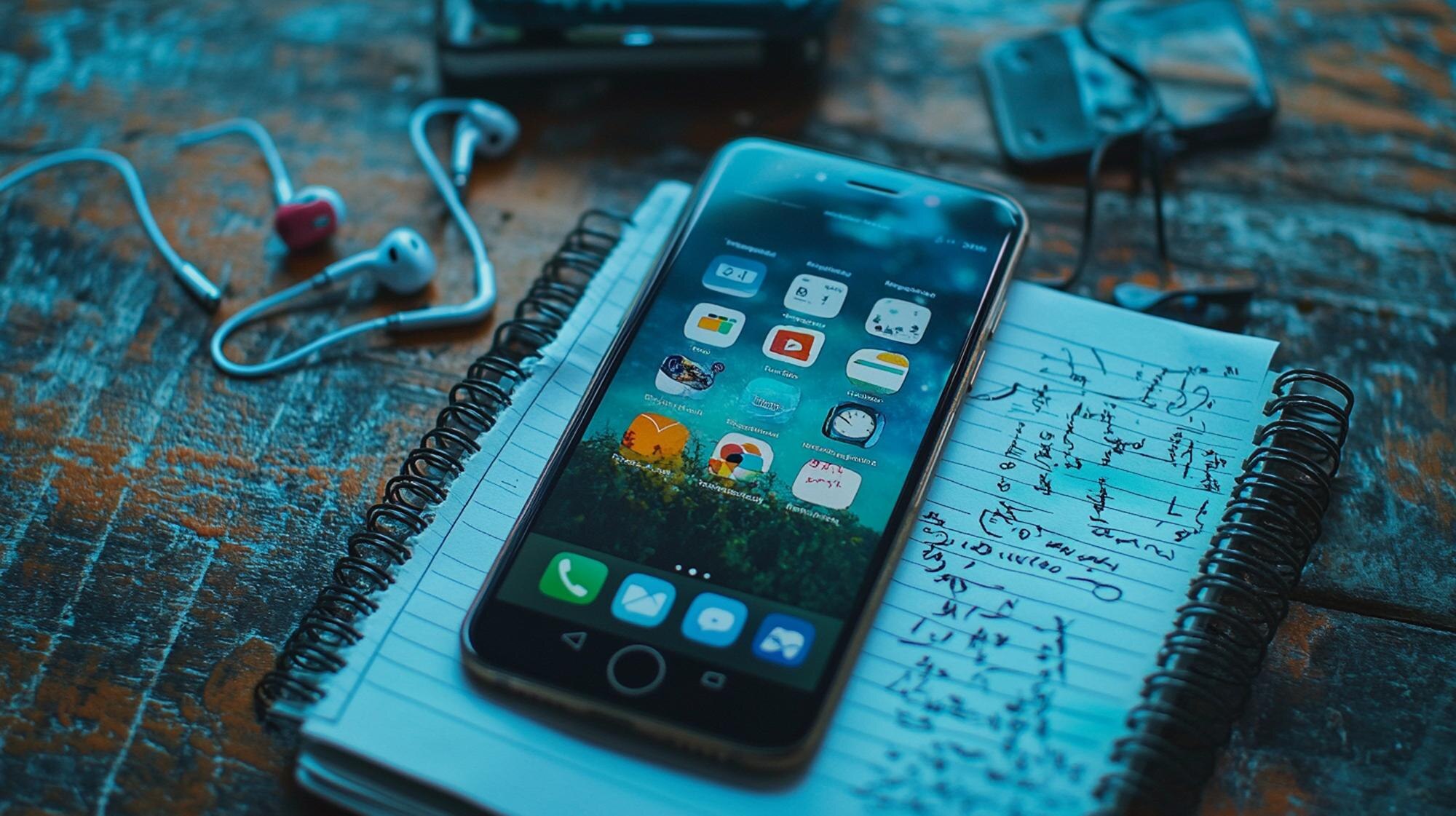 iPhone z otwartym ekranem i aplikacjami słownymi na nim