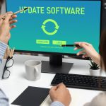 Software update on computer for brisk version of device software