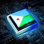 Computer processor with flag of Djibouti 3D illustration